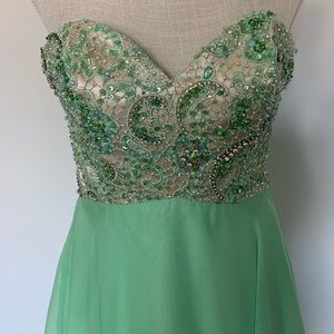 Alyce - Paris Empire Waist Seafoam Green Formal Gown (limited edition)